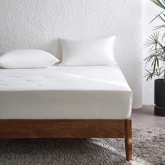 Simple&Opulence Cooling Quilted Mattress Pad – Fitted Sheet Mattress Protector Cover with Elastic Corners, Soft & Breathable, 16 Inch Deep Pocket (Cream Khaki,King)