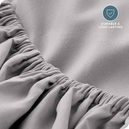 Bare Home Fitted Bottom Sheet King Size - Premium 1800 Microfiber - Ultra-Soft Hotel Luxury - Deep Pocket - Durable and Long Lasting (King, Light Grey)