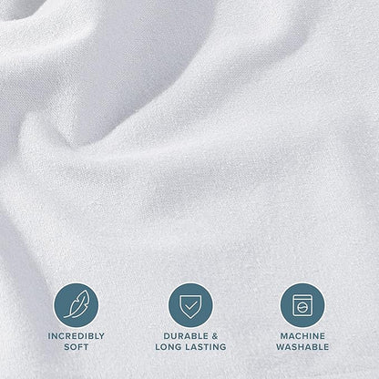 Bare Home Flannel Fitted Bottom Sheet 100% Cotton Twin Extra Long, Velvety Soft Heavyweight - Double Brushed Flannel - Deep Pocket (Twin XL, White)