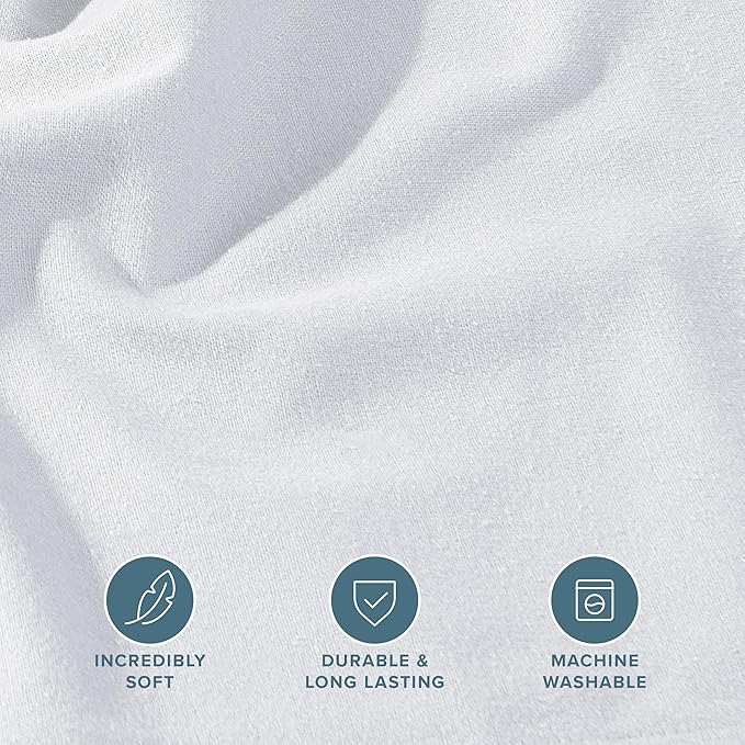 Bare Home 2 Fitted Bottom Sheets 100% Cotton Velvet Flannel (2-Pack) - Extra Soft Heavweight - Double Brushed Flannel - Deep Pocket (Queen, White)