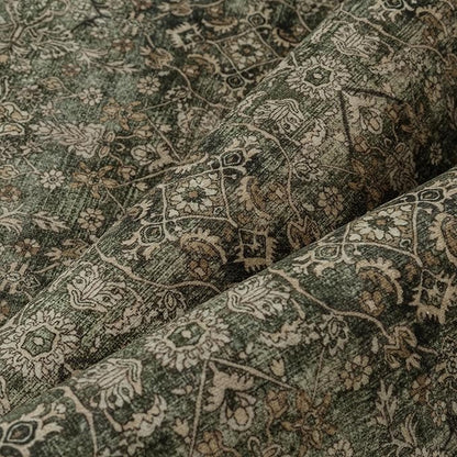 Entryway Area Rug 2x3 Green Brown Vintage Washable Kitchen Bathroom Carpet Traditional Distressed Soft Non Slip Small Door Mat Retro Low Pile Thin Rug for Entrance Laundry Bedroom