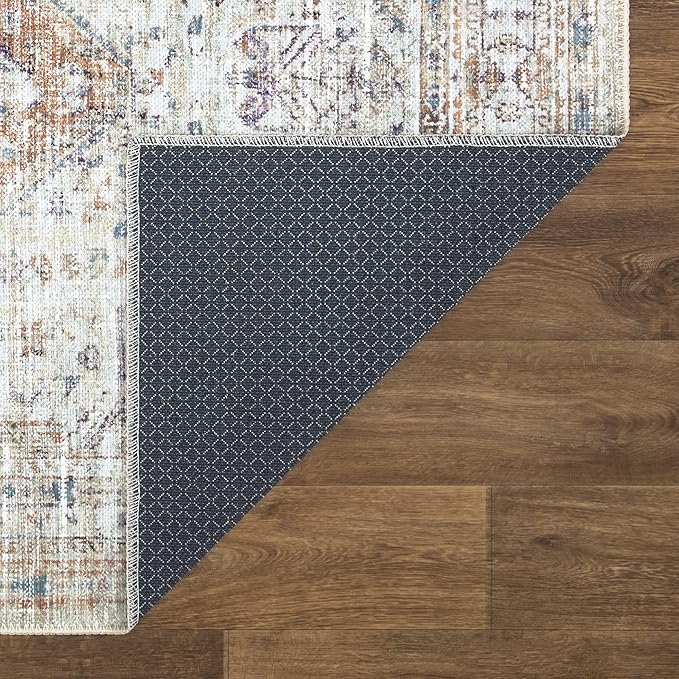 Bloom Rugs Washable Non-Slip 8' x 10' Rug - Peach/Beige Traditional Area Rug for Living Room, Bedroom, Dining Room, and Kitchen - Exact Size: 8' x 10'