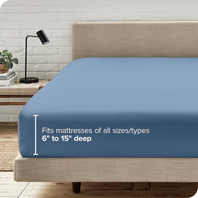 Bare Home Fitted Bottom Sheet Full Size - Premium 1800 Microfiber - Ultra-Soft Hotel Luxury - Deep Pocket - Durable and Long Lasting - Fitted Sheet (Full, Coronet Blue)