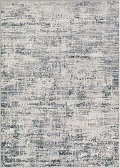 Area Rug for Living Room: 7x9 Washable Neutral Abstract Modern Soft Rugs Non Slip Indoor Floor Stain Resistant Large Carpet for Bedroom Dining Room Office Nursery - Gray