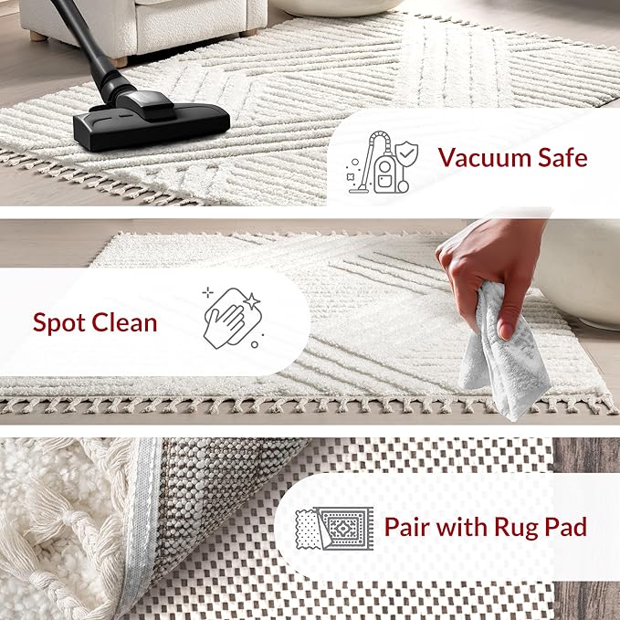 Nuloom Risette Ivory, 9' x 12', Geometric, Soft and Textured, High Traffic, Stain Resistant, Easy Clean, Durable Area Rug for Bedroom, Living Room, Dining Space, Den, Foyer, Entryway