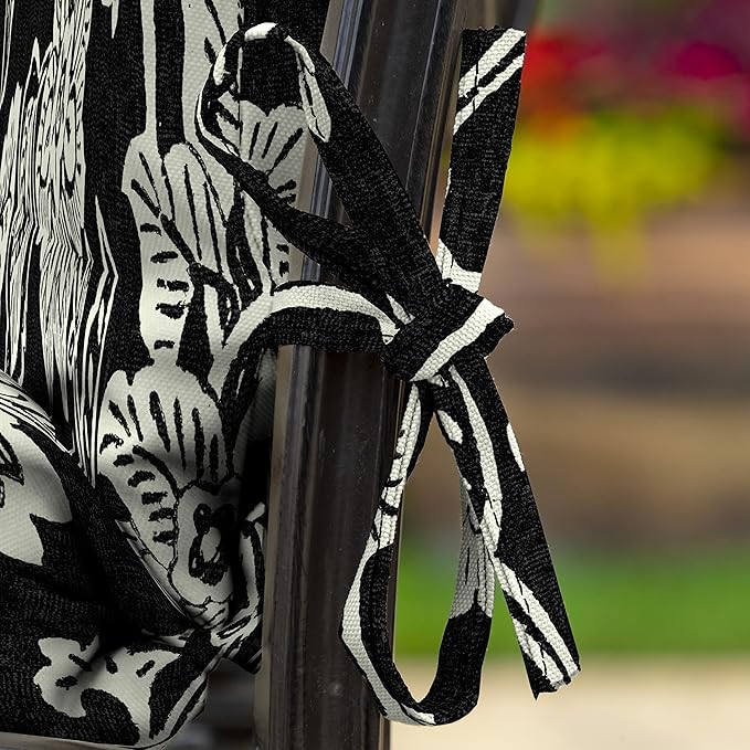 Arden Outdoor Dining Chair Cushion, 20 x 20, Rain-Proof, Fade Resistant, Ashland Black Jacobean