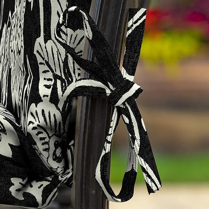 Arden Outdoor Dining Chair Cushion, 20 x 20, Rain-Proof, Fade Resistant, Ashland Black Jacobean