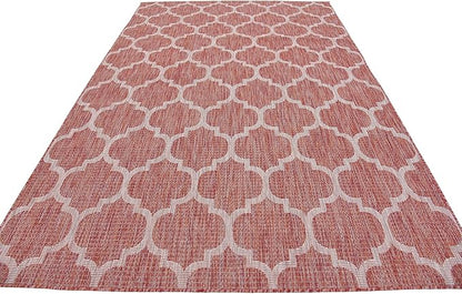 Unique Loom Outdoor Trellis Collection Area Rug (6' 1" x 9' Rectangle, Rust Red/ Ivory)