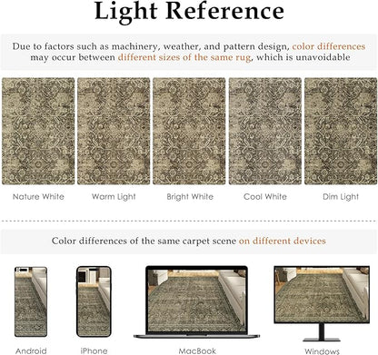 Light Brown 2x7 Vintage Area Rug Hallway Indoor Kitchen Washable Living Room Carpet Tribal Distressed Rug Retro Accent Throw Rug for Office Dining Room Bathroom
