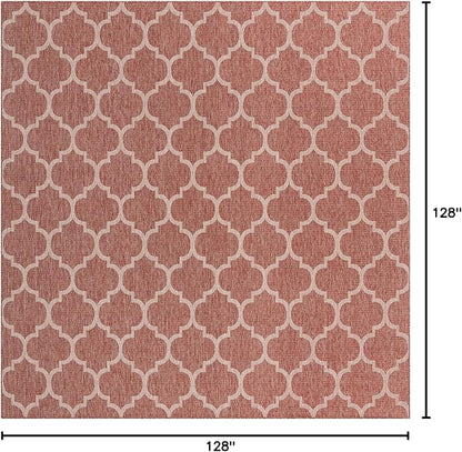 Unique Loom Outdoor Trellis Collection Area Rug - Trellis (Square 10' 8" x 10' 8", Rust Red/ Ivory)