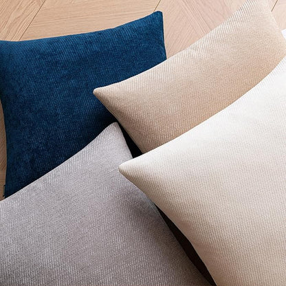 a moment Pack of 2 Decorative Chenille Throw Pillow Covers with Twill Cushion Covers for Sofa Living Room Couch Bed 12x20 Inch Blue