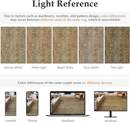 Vintage Runner Rug 2x8 Washable Hallway Carpet Non Slip Long Brown Bedroom Low Pile Kitchen Distressed Retro Accent Throw Rug for Bathroom Dining Laundry Living Room