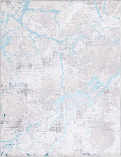 SAFAVIEH Area Rug 8x10 - Amelia Collection - Large - Grey & Aqua, Modern Design, Non-Shedding & Easy Cleaning, Ideal for Living Room, Bedroom, Office, Dining Space (ALA293H)