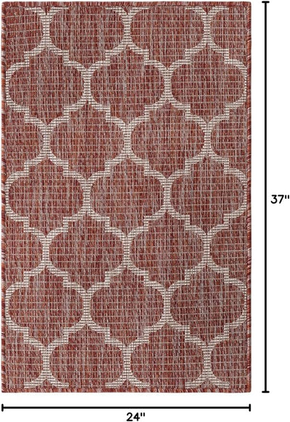 Unique Loom Outdoor Trellis Collection Area Rug (2' x 3' 1" Rectangle, Rust Red/ Ivory)