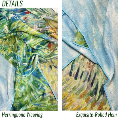 Artist Oil Painting Wraps 51"x51" Cashmere-Soft Art Pashmina Luxury Rolled Hem Women Large Travel Blanket Shawl