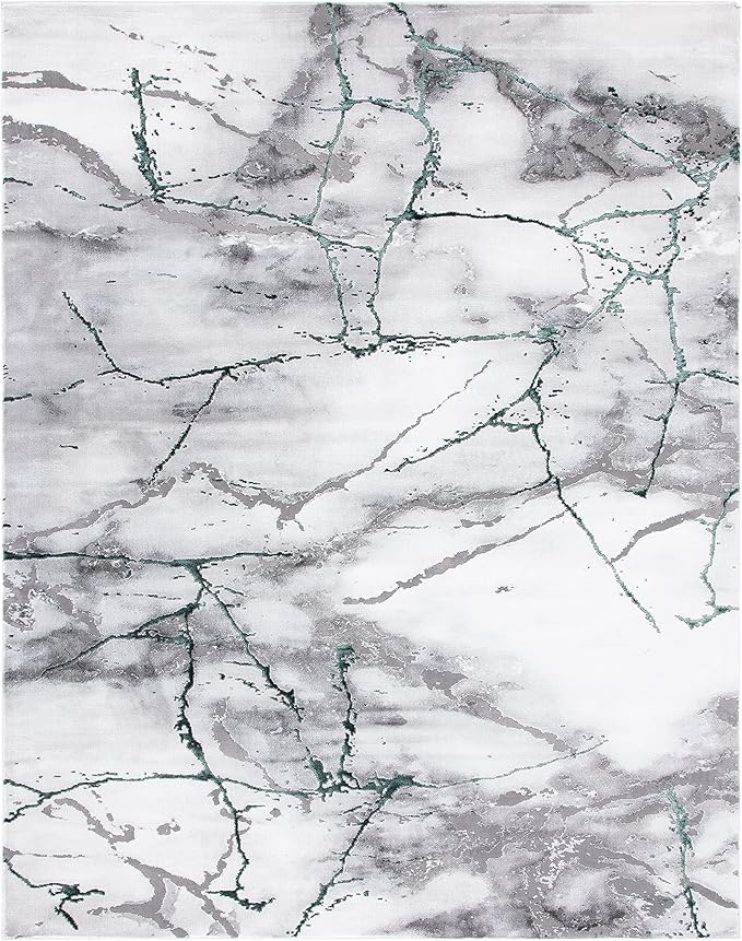 SAFAVIEH Craft Collection Area Rug - 10' Square, Grey & Green, Modern Abstract Design, Non-Shedding & Easy Care, Ideal for High Traffic Areas in Living Room, Bedroom (CFT877Y)