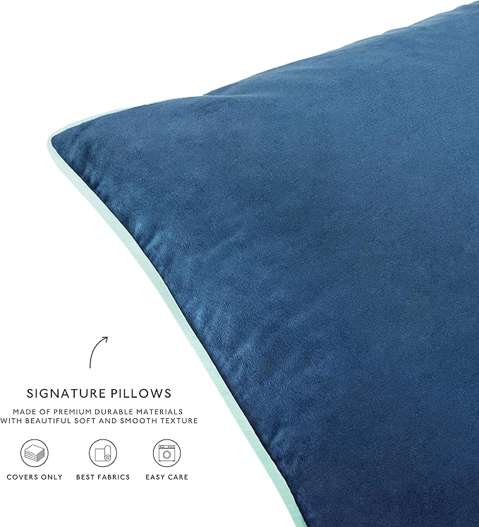 MONDAY MOOSE Decorative Throw Pillow Covers Cushion Cases, Set of 4 Soft Velvet Modern Double-Sided Designs, Mix and Match for Home Decor, Pillow Inserts Not Included (18x18 inch, Green/Blue)