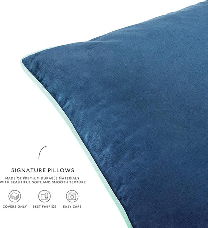 MONDAY MOOSE Decorative Throw Pillow Covers Cushion Cases, Set of 4 Soft Velvet Modern Double-Sided Designs, Mix and Match for Home Decor, Pillow Inserts Not Included (18x18 inch, Green/Blue)