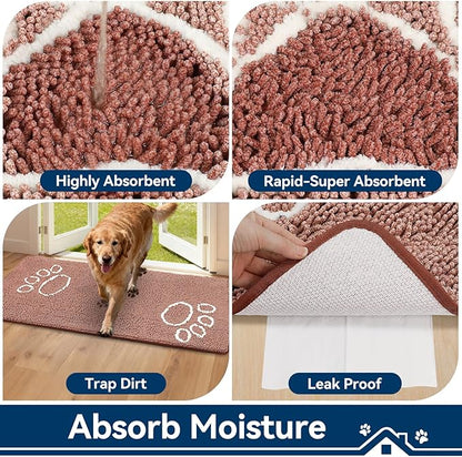 Bcoimo Super Absorbent Dog Door Mat, 60"*24" Anti Slip Mat for Muddy Paws, Pet Rugs for Dirty Paws Washable That Absorbs Moisture and Dirt, for Dog Cage and Pet Resting Carpet