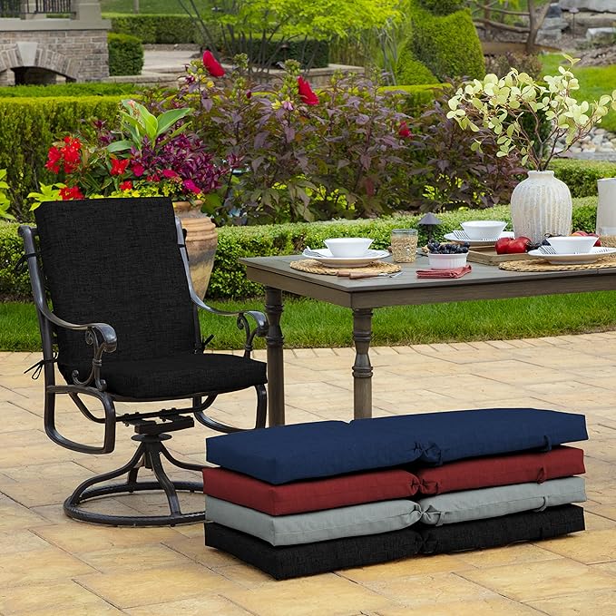 ARDEN Outdoor Dining Chair Cushion, 20 x 20, Rain-Proof, Fade Resistant, Black Leala