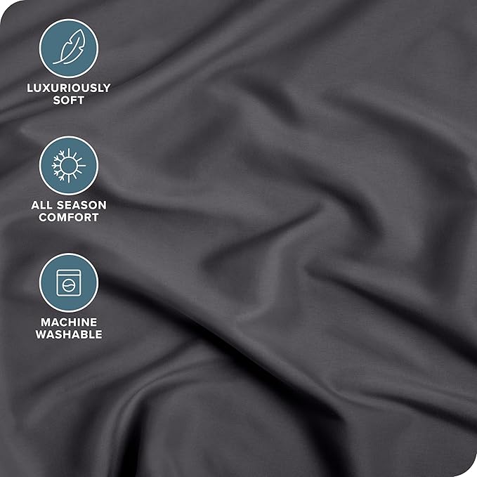 Bare Home Fitted Bottom Sheet Twin XL Size - Premium 1800 Microfiber - Ultra-Soft Hotel Luxury - Deep Pocket - Durable and Long Lasting (Twin XL, Forged Iron Grey)