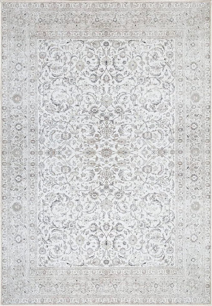 Bloom Rugs Washable Non-Slip 2' x 3' Rug - Beige/Off White Traditional Bordered Area Rug for Living Room, Bedroom, Dining Room, and Kitchen - Exact Size: 2' x 3'