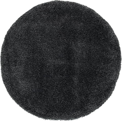 SAFAVIEH Milan Shag Collection 5'1" Round Dark Grey SG180 Solid Non-Shedding Living Room Bedroom Dining Room Entryway Plush 2-inch Thick Area Rug