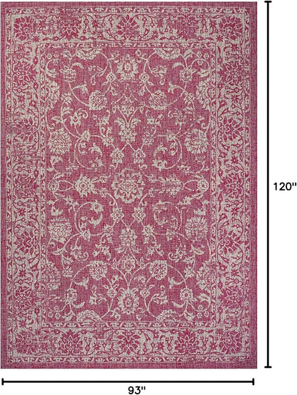 JONATHAN Y Weave Floral Indoor Outdoor Area Rug 8X10 Fuchsia/Light Gray, Tela Bohemian Textured for Backyard, Patio, Porch, Easy-Cleaning, High Traffic, Pet-Friendly, Non-Shedding (SMB100G-8)