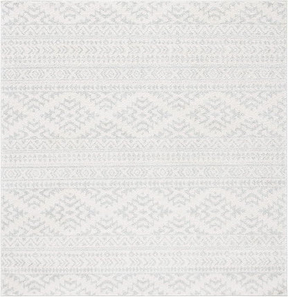 SAFAVIEH Tulum Collection Area Rug - 3' Square, Ivory & Light Grey, Moroccan Boho Tribal Design, Non-Shedding & Easy to Clean, Ideal for Entryway, Foyer, Accent Space, Bedroom (TUL272G)