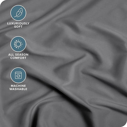 Bare Home Fitted Bottom Sheet Full Size - Premium 1800 Microfiber - Ultra-Soft Hotel Luxury - Deep Pocket - Durable and Long Lasting (Full, Grey)