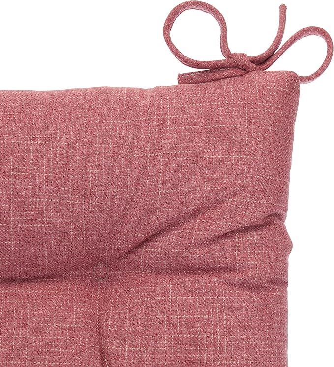 Klear Vu Omega Non-Slip Rocking Chair Cushion Set, Assembled in USA, Thick Padding & Tufted Design, Includes Seat Pad & Back Pillow with Ties, 17x17 Inches, 2-Piece Set, Dusty Rose