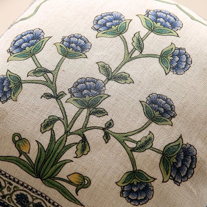 patdrea Designer Throw Pillow Covers,Blue Euro Elegant Linen with Blooming Floral Pattern Pillow Cover,Decorative Square Pillowcases Cushion for Bed Living Room Outdoor Car,18"x18"