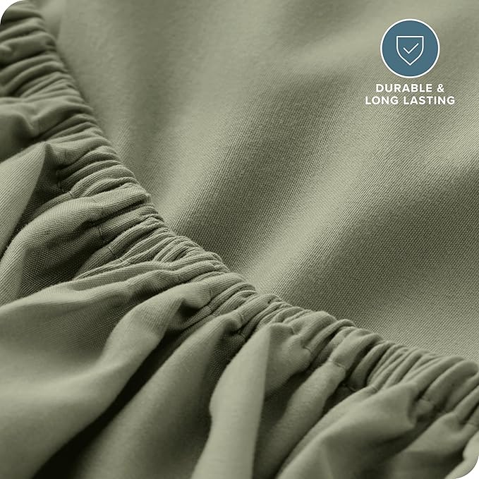 Bare Home Fitted Bottom Sheet Twin Extra Long Size - Premium 1800 Microfiber - Ultra-Soft Hotel Luxury - Deep Pocket - Durable and Long Lasting (Twin, Sage)