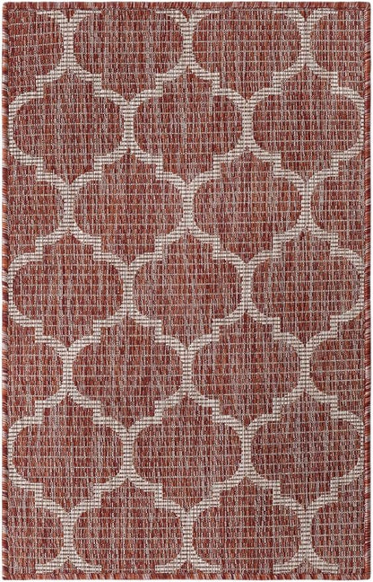 Unique Loom Outdoor Trellis Collection Area Rug (2' x 3' 1" Rectangle, Rust Red/ Ivory)