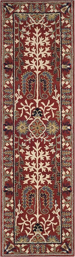 SAFAVIEH Antiquity Collection 2'3" x 8' Red / Multi AT64A Handmade Traditional Oriental Premium Wool Runner Rug