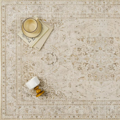 Brown 2x8 Runner Rug Washable Vintage Long Carpet for Hallway Kitchen Soft Retro Floral Low Pile Indoor Runner Non Slip Central Medallion Throw Rug for Bathroom Bedroom Laundry Dining Room