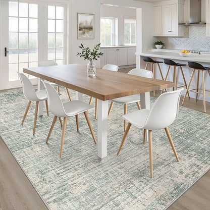 10x12 Area Rug Living Room: Washable Large Neutral Green Rugs Abstract Soft Modern Stain Resistant Indoor Floor Non-Slip Carpet for Bedroom Nursery Kids Office Playroom Dining Room Under Table Home
