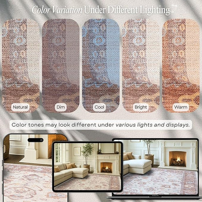 Fame Rugs Brown Modern Oushak Rug 2x3, Vintage Doormat Turkish Colorful Oriental Antique Inspired Washable Small Area Rug, Luxury Living Room Bedroom (383BB, 2' x 3')