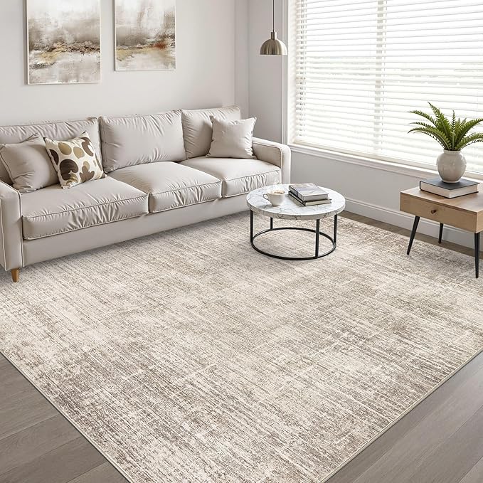 4x6 Rug Washable Area Rugs: Neutral Abstract Soft Modern Stain Resistant Small Indoor Floor Non-Slip Low Pile Throw Carpet for Entryway Kitchen Bedroom Nursery Kids Office Playroom Home House