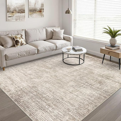 4x6 Rug Washable Area Rugs: Neutral Abstract Soft Modern Stain Resistant Small Indoor Floor Non-Slip Low Pile Throw Carpet for Entryway Kitchen Bedroom Nursery Kids Office Playroom Home House