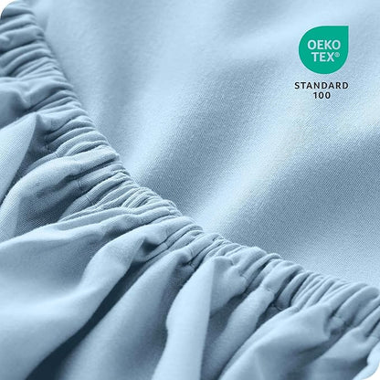 Bare Home 2-Pack Fitted Bottom Sheets Twin - Premium 1800 Ultra-Soft Wrinkle Resistant Microfiber - Deep Pocket (Twin, Light Blue)