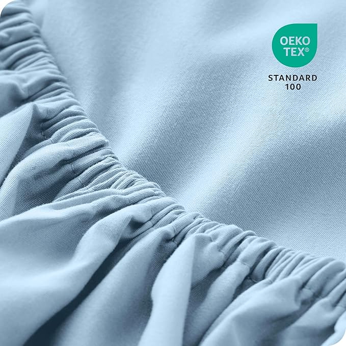 Bare Home 2-Pack Fitted Bottom Sheets Twin XL - Premium 1800 Ultra-Soft Wrinkle Resistant Microfiber - Deep Pocket (Twin XL, Light Blue)