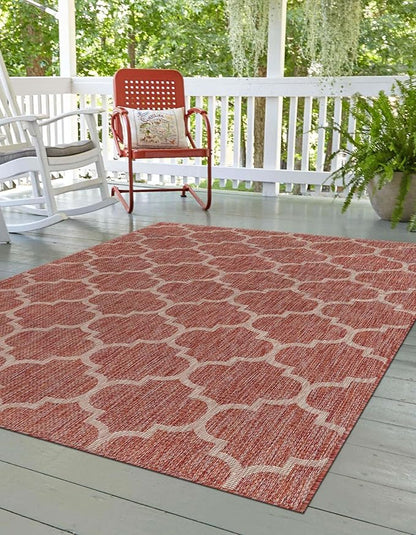 Unique Loom Outdoor Trellis Collection Area Rug (2' x 3' 1" Rectangle, Rust Red/ Ivory)