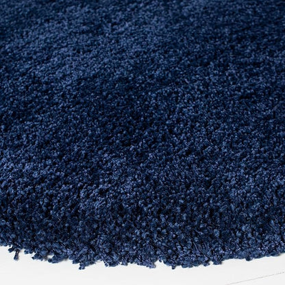 SAFAVIEH Milan Shag Collection Area Rug - 9' Round, Navy, Solid Design, Non-Shedding & Easy Care, 2-inch Thick Ideal for High Traffic Areas in Living Room, Bedroom (SG180-7070)