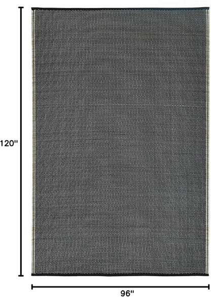 Fab Habitat Striped Neutral Outdoor Rug - Waterproof, Fade Resistant, Crease-Free, Reversible - Premium Recycled Plastic - Patio Porch Balcony Deck - Cancun Shadow SandBlack - 8x10 ft