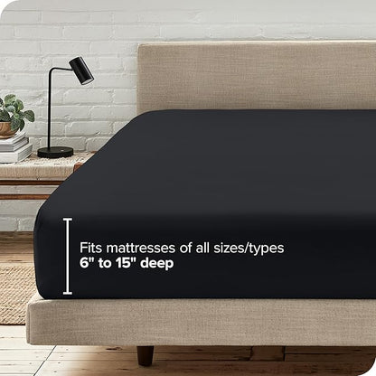 Bare Home Fitted Bottom Sheet California King Size - Premium 1800 Microfiber - Ultra-Soft Hotel Luxury - Deep Pocket - Durable and Long Lasting - Cal Fitted Sheet (California King, Black)