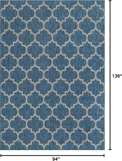 Unique Loom Outdoor Trellis Collection Area Rug (7' 10" x 11' 4" Rectangle, Navy Blue/ Ivory)