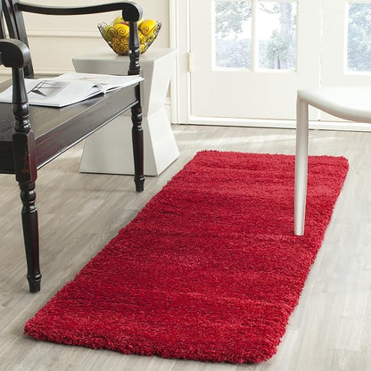 SAFAVIEH Milan Shag Collection Runner Rug - 2' x 12', Red, Solid Design, Non-Shedding & Easy Care, 2-inch Thick Ideal for High Traffic Areas in Living Room, Bedroom (SG180-4040)