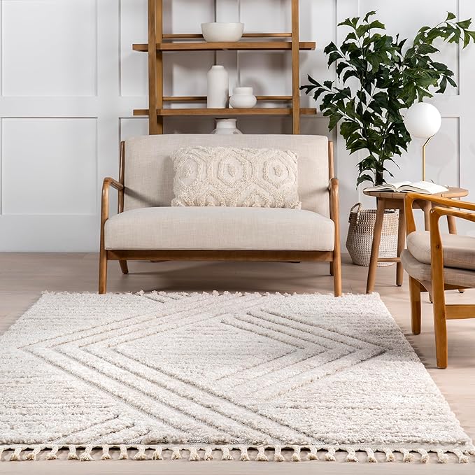 nuLOOM Risette Beige, 8'10" x 12', Geometric, Soft and Textured, High Traffic, Stain Resistant, Easy Clean, Durable Area Rug for Bedroom, Living Room, Dining Space, Den, Foyer, Entryway