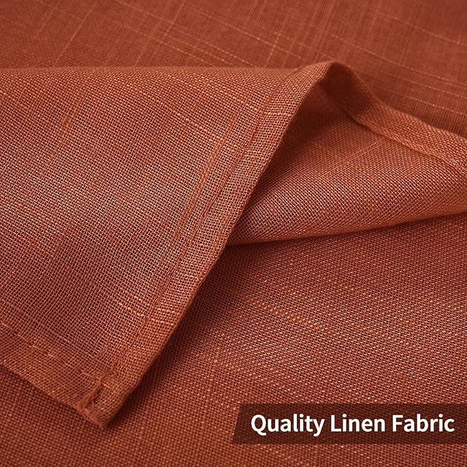 MIULEE Burnt Orange 2 Panels 90 Inch Long Farmhouse Linen Sheer Window Curtains Elegant Terracotta Rust Fall Autumn Drapes Grommet Top Linen Textured Voile for Bedroom Living Room (52 X 90 Inch)